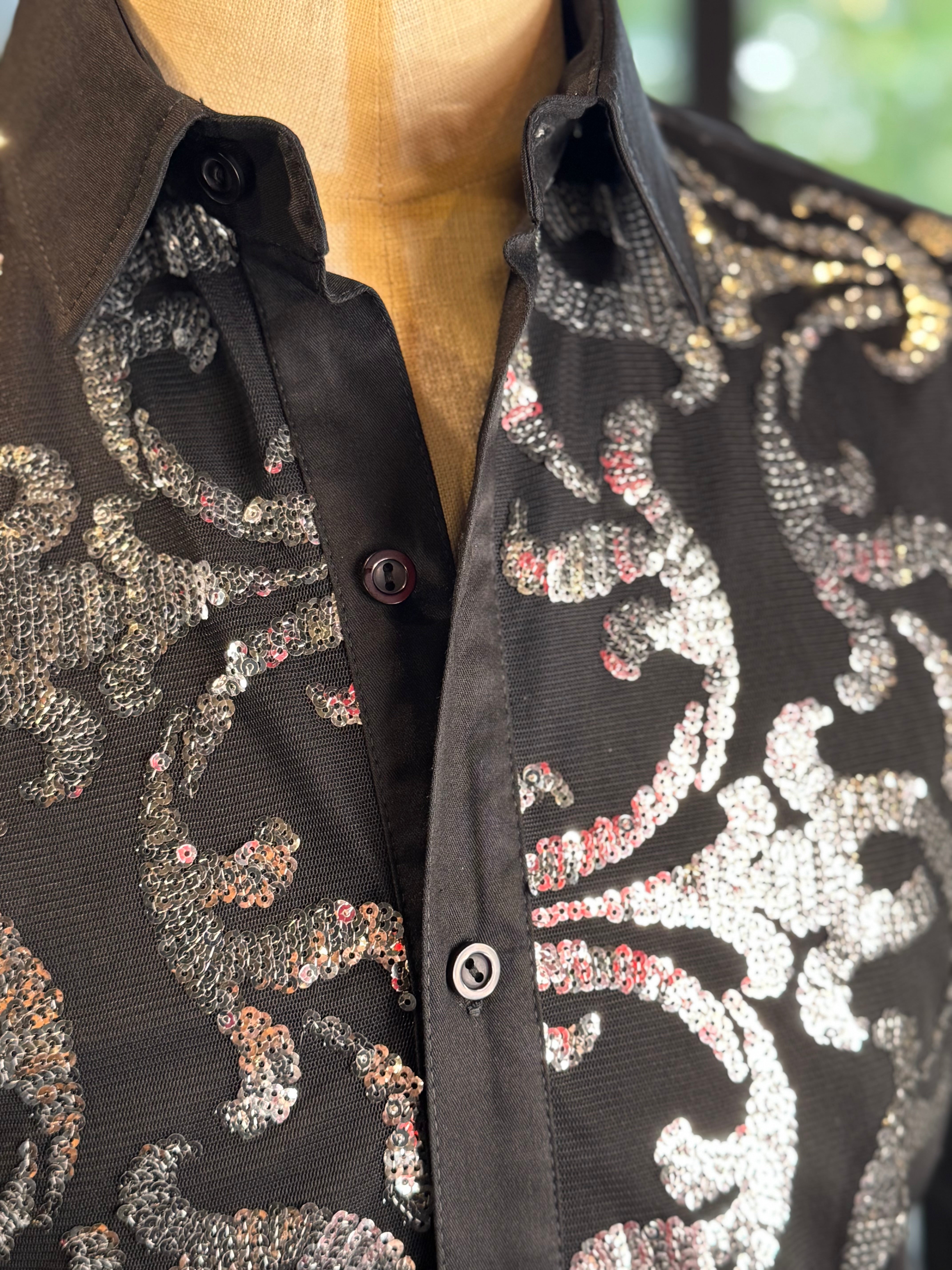 Camisa hojas plata