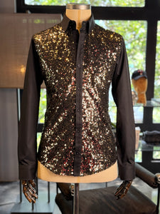 Camisa lentejuelas oro