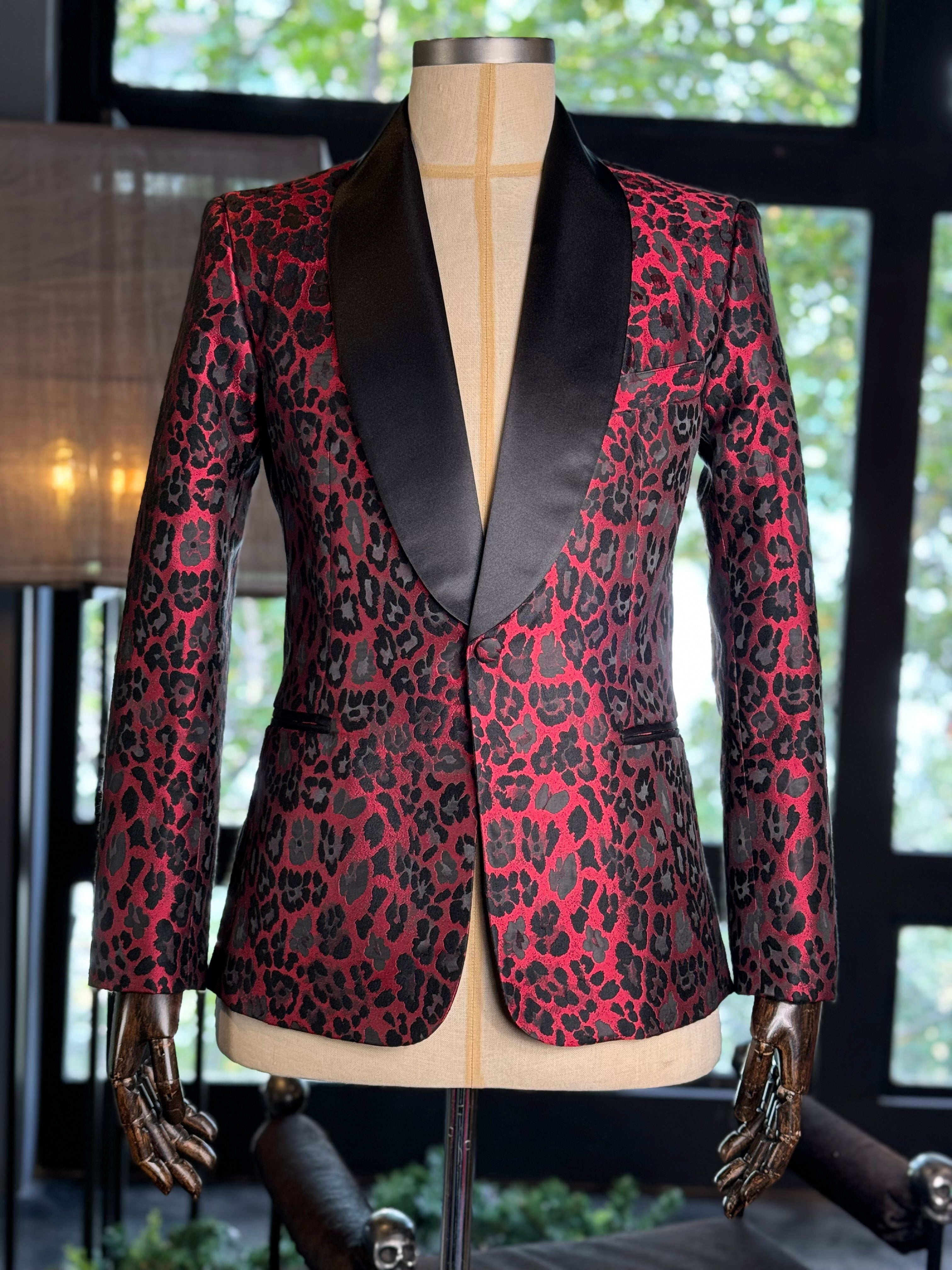 Saco smoking leopardo rojo