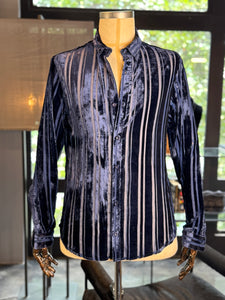 Camisa transparencia rayas azul