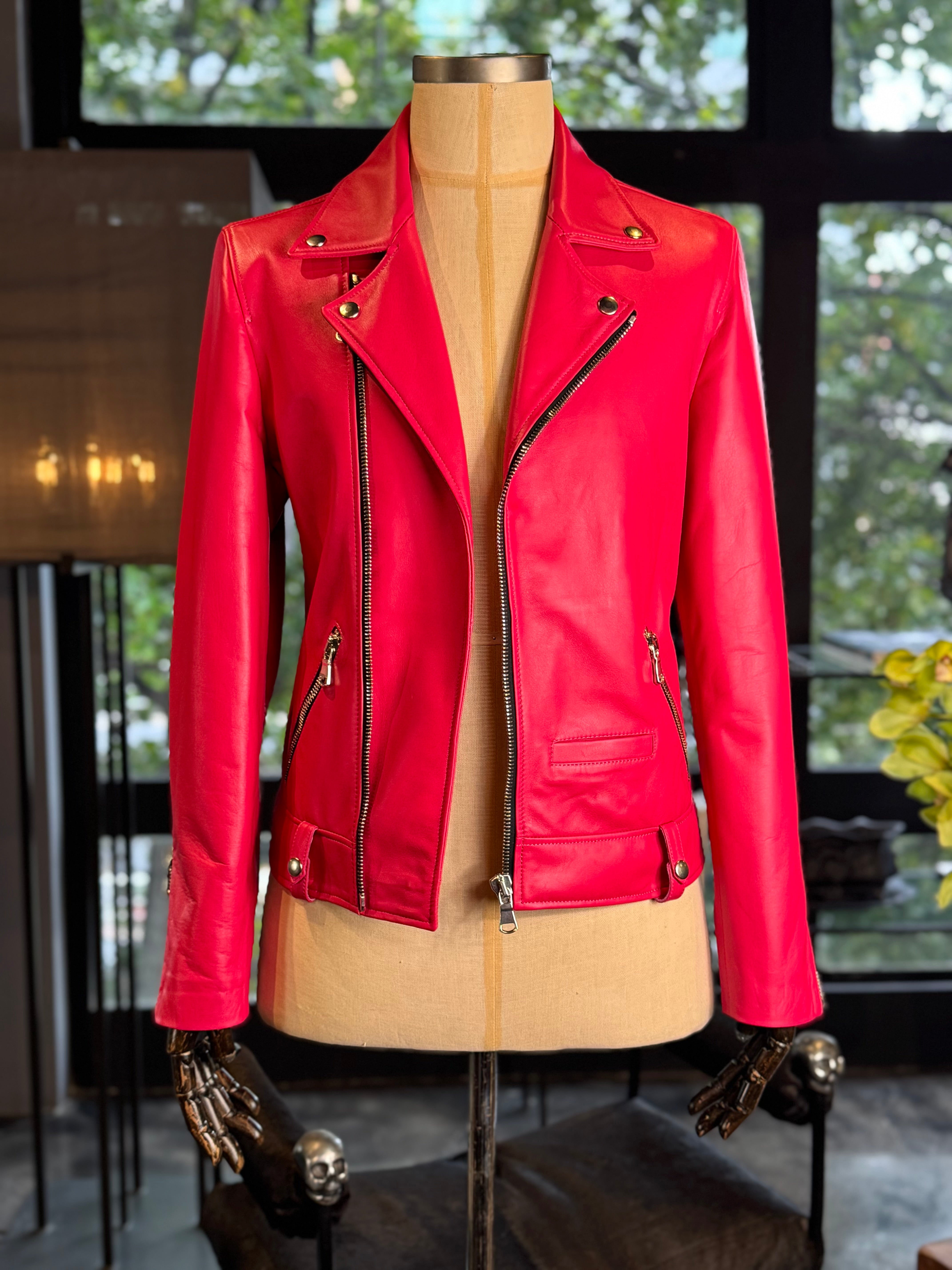 Chamarra piel fucsia