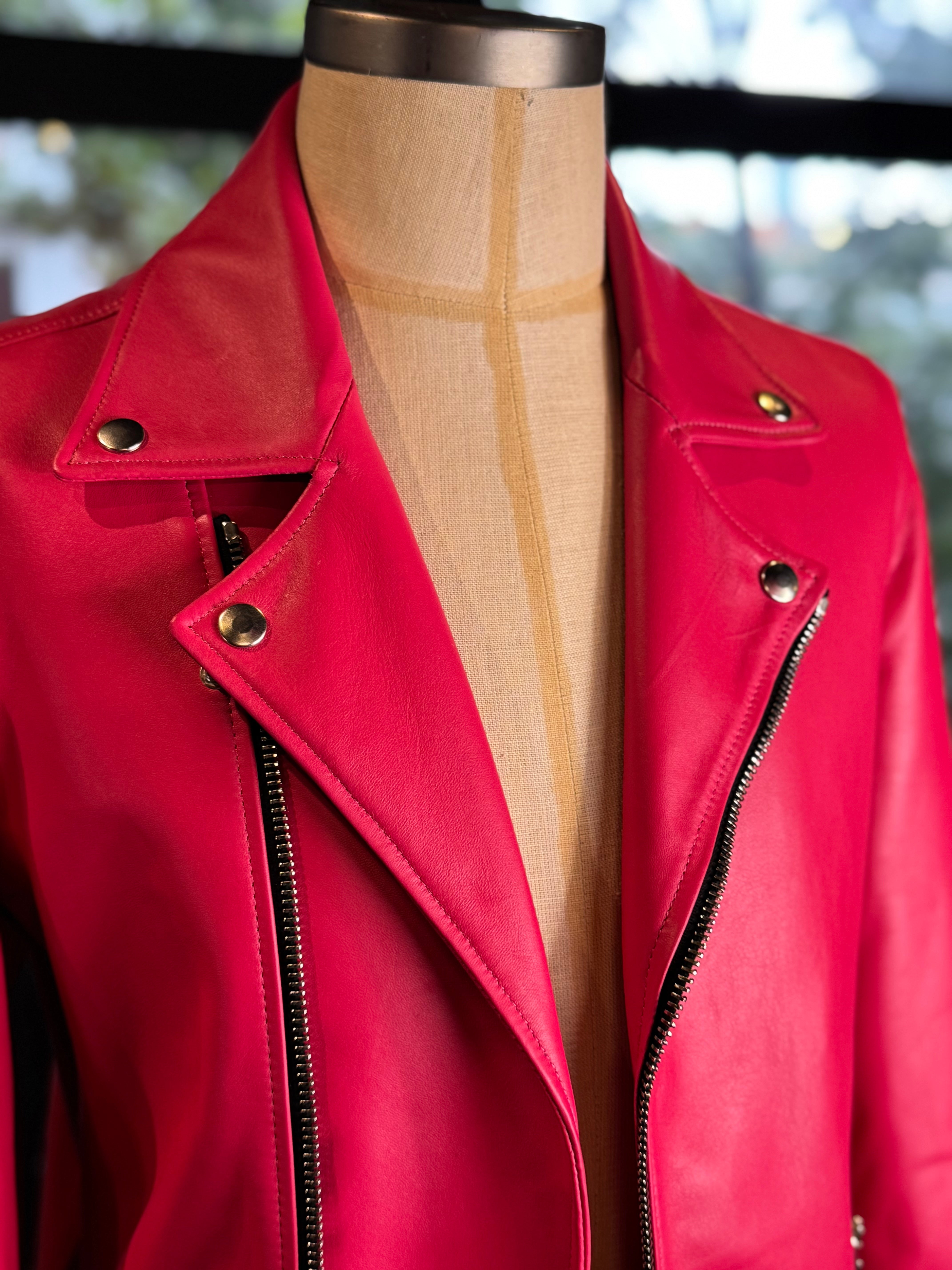 Chamarra piel fucsia