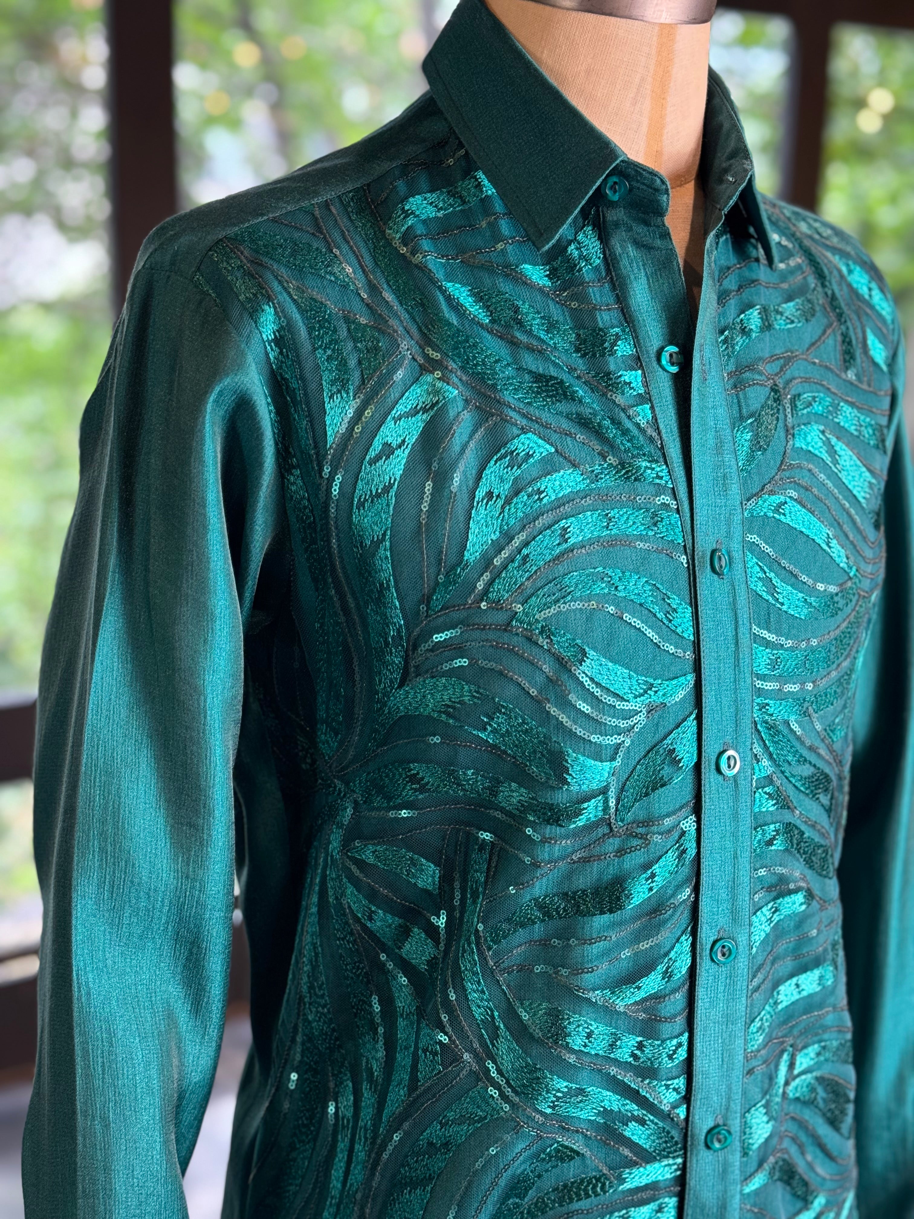 Camisa verde turquesa lentejuelas