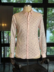 Camisa rosa lunares dorados