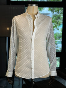 Camisa transparente deshilado blanca