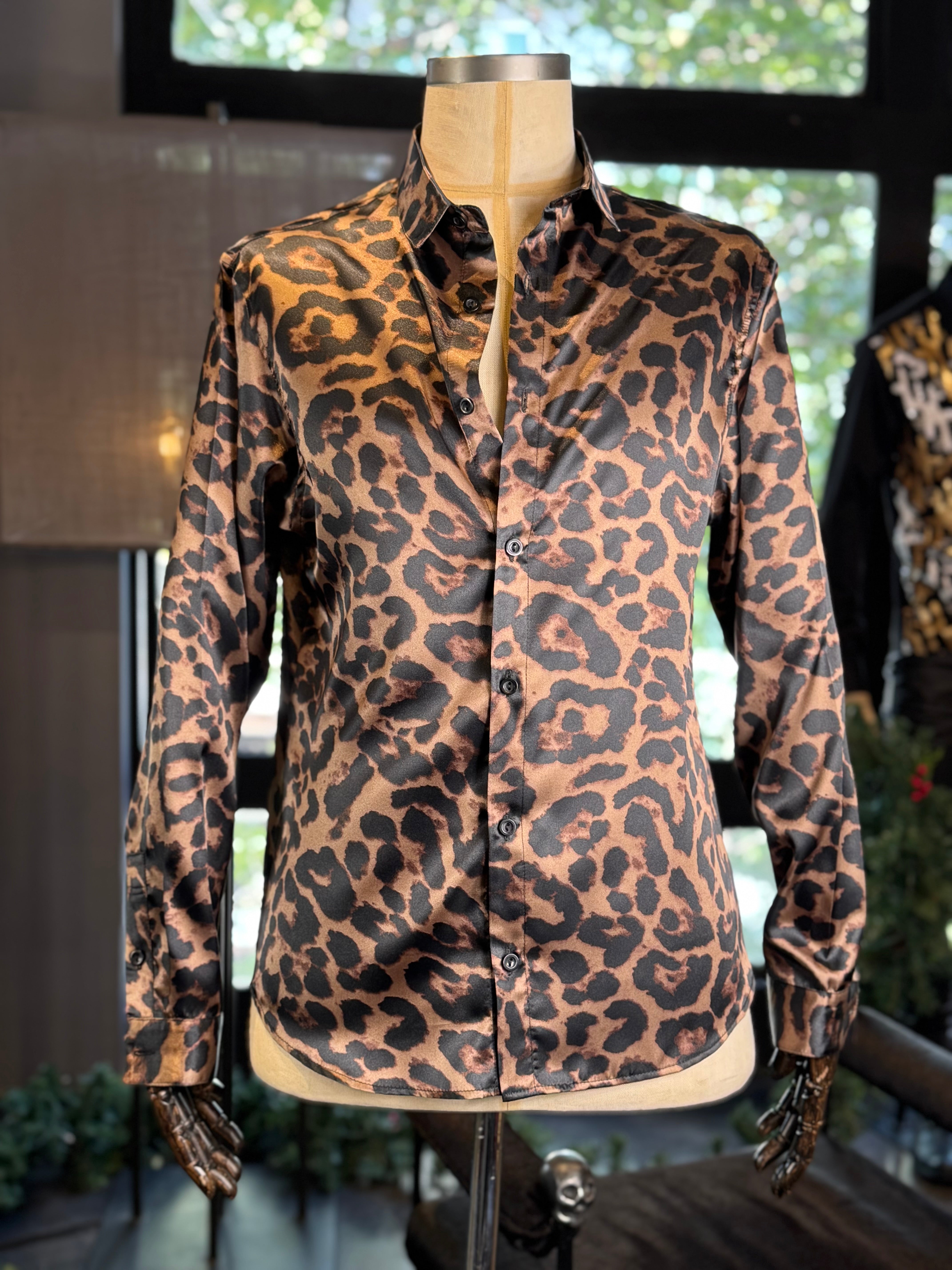 Camisa satin leopardo