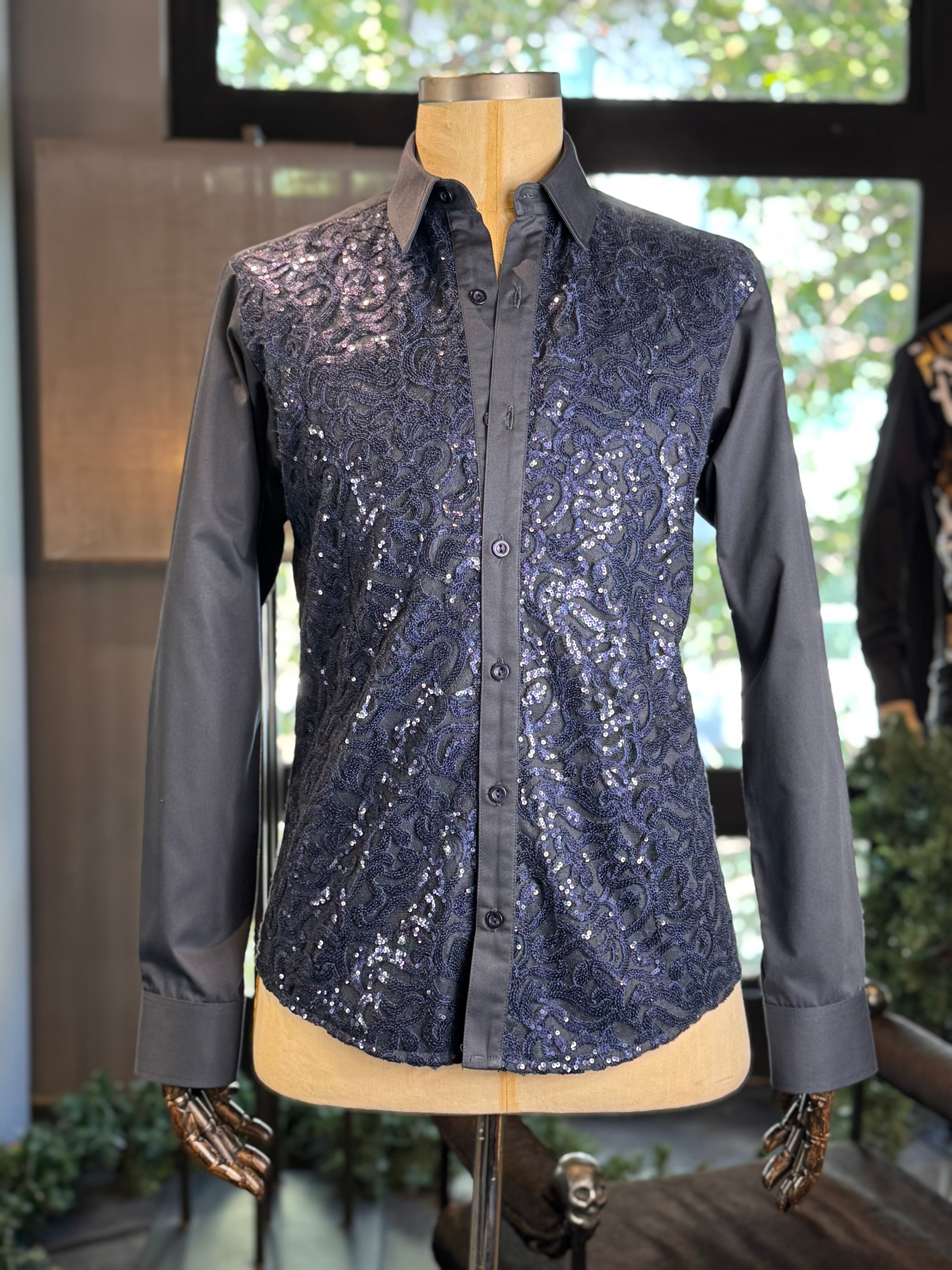 Camisa azul lentejuela