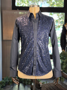 Camisa azul lentejuela