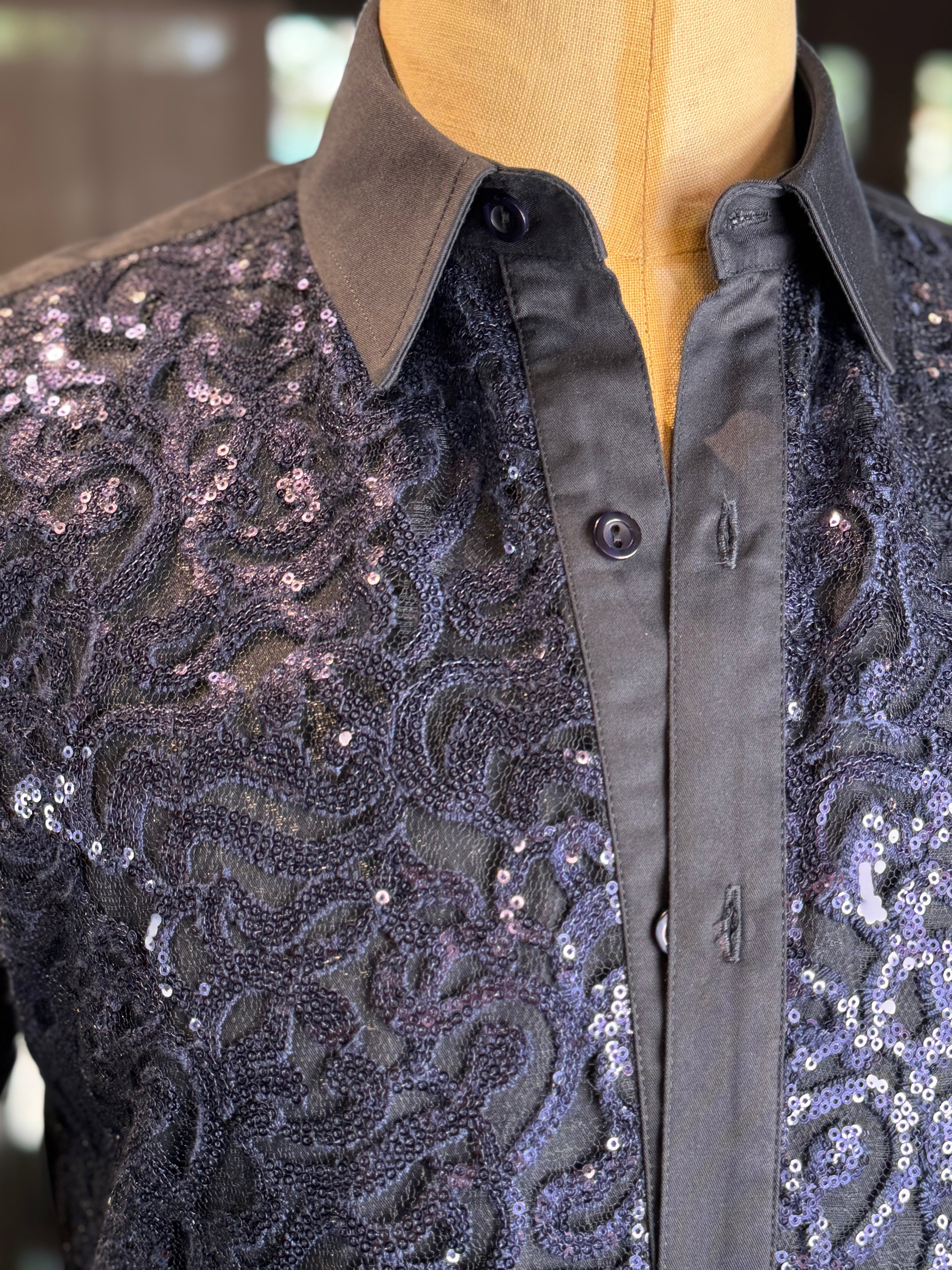Camisa azul lentejuela