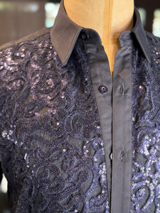 Camisa azul lentejuela