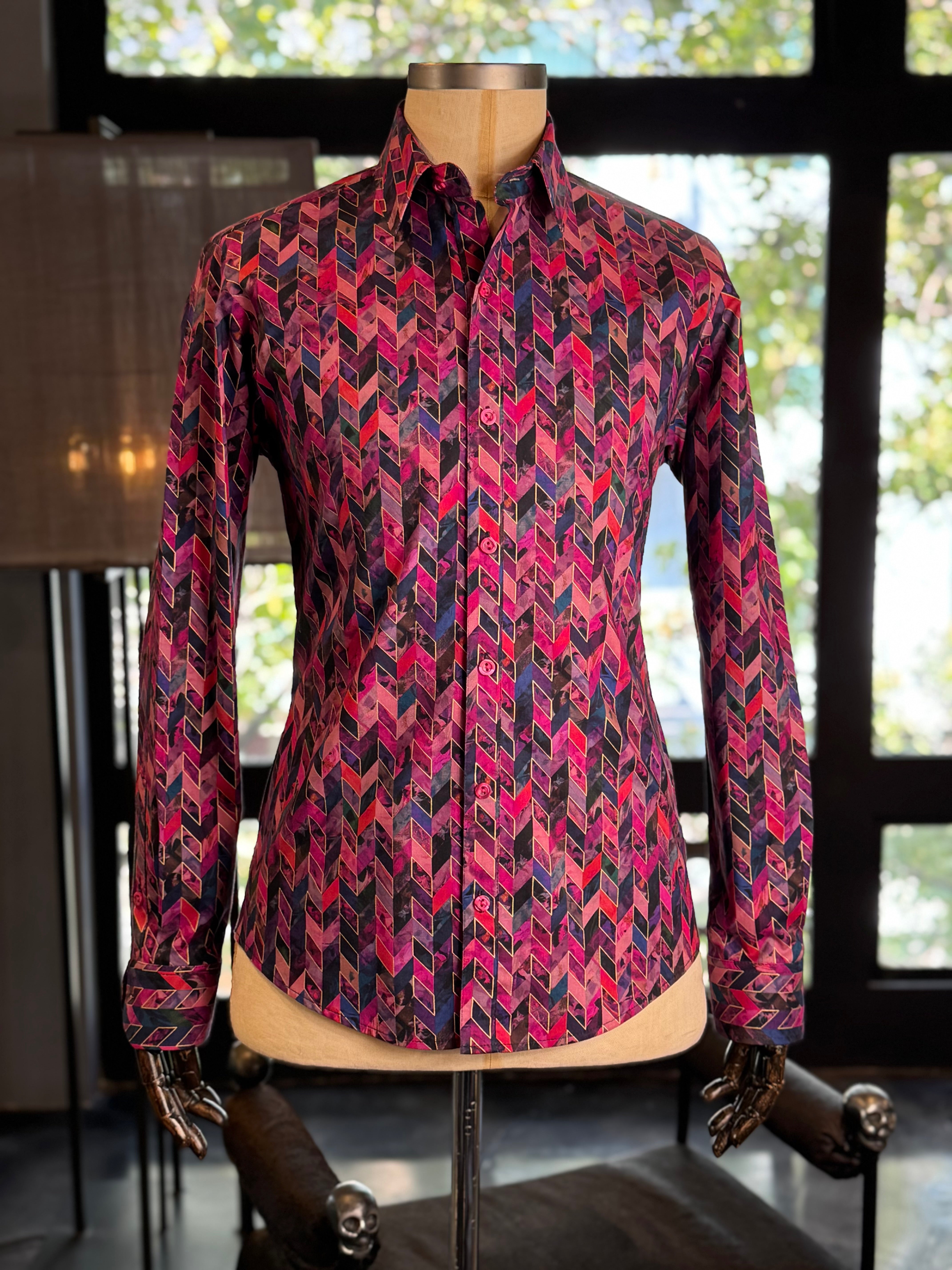 Camisa rombos fucsia