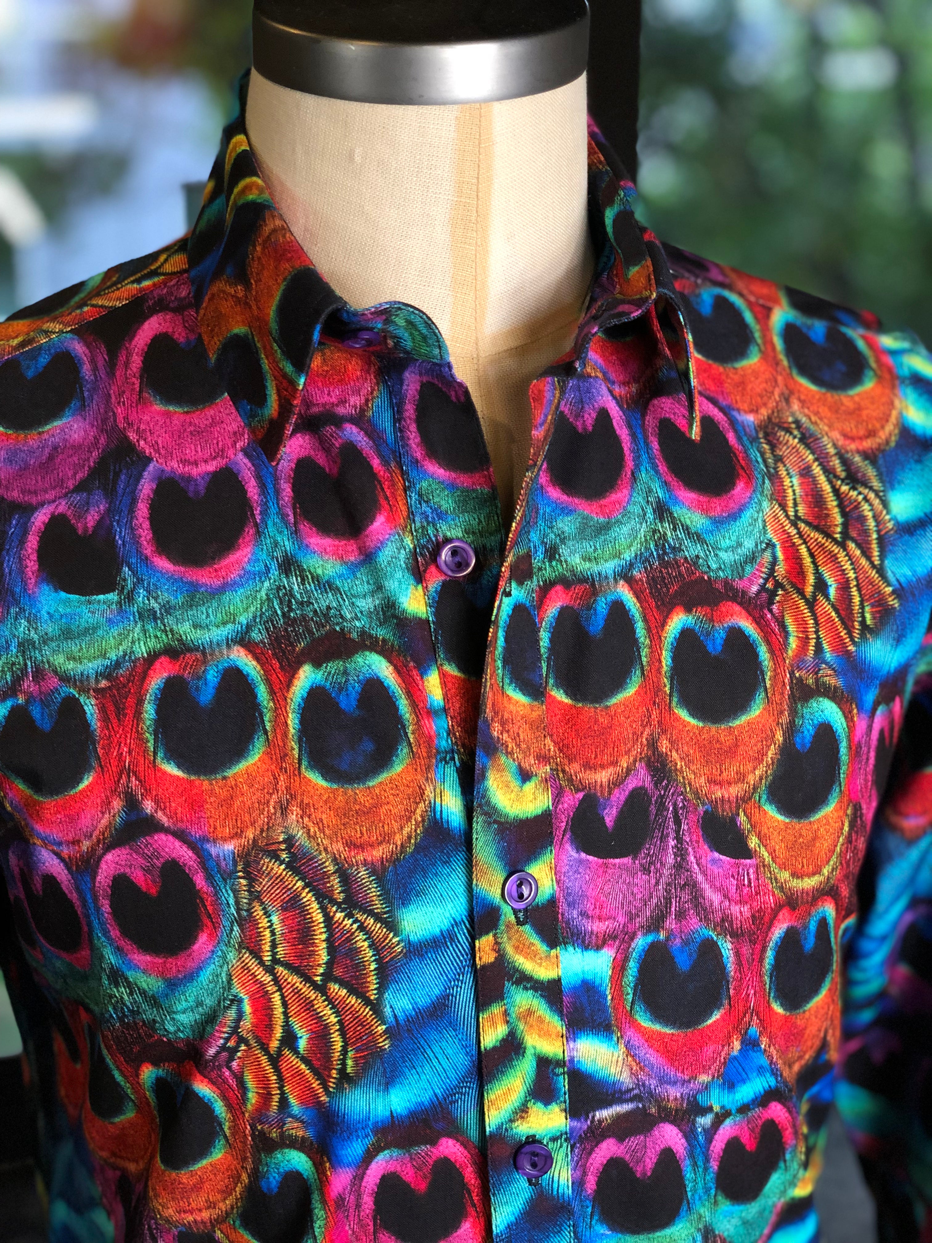 Camisa plumas pavo real